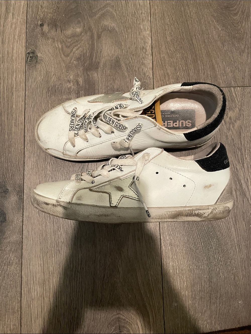 Golden Goose White Sneakers with Black Heel Tab